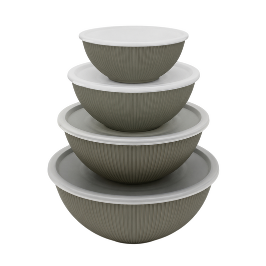 Lockbox (8-Piece) Round Bowl Set with Lid - Gray
