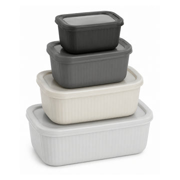 Lockbox (8-Piece) Rectangular Food Storage Set - Gray