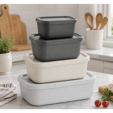 Lockbox (8-Piece) Rectangular Food Storage Set - Gray