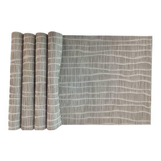Besthome Wavy Stripes Place Mat Set (4-Pieces) - Gray