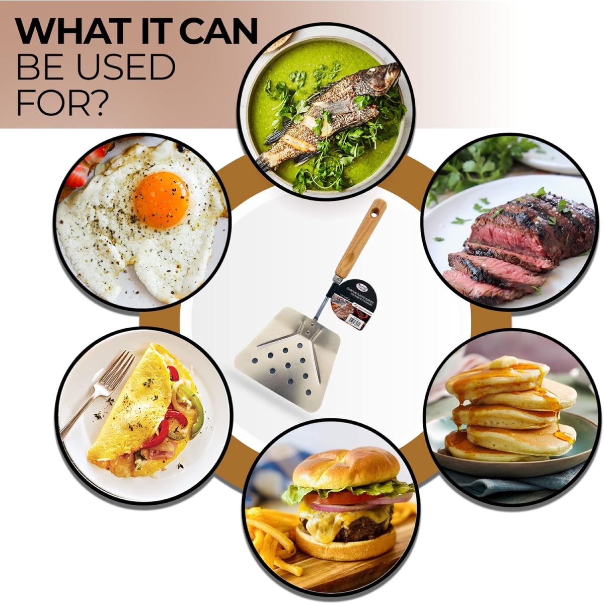 Alpine Cuisine 12" Slotted Spatula with Wood Handle - Brown/Silver