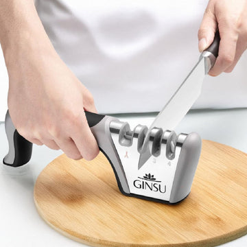 Ginsu 9" Knife Sharpener with 3 Stage System - Silver