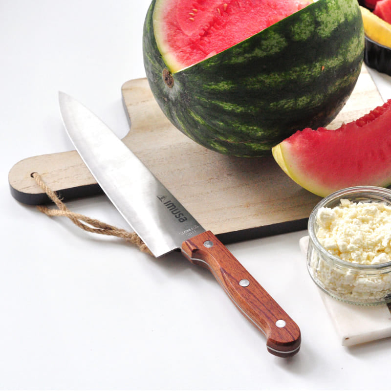 IMUSA 8" Sharp Chef Knife with Wood Handle - Brown