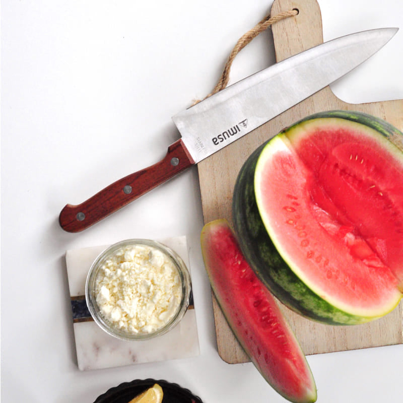 IMUSA 8" Sharp Chef Knife with Wood Handle - Brown