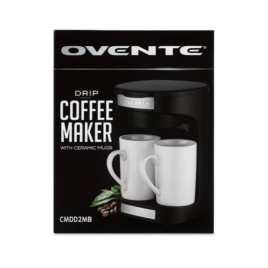 Ovente Drip Coffee Maker with Ceramic Mugs - Black
