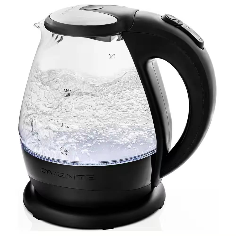 Ovente 1.5L Lighted Electric Kettle with Lid