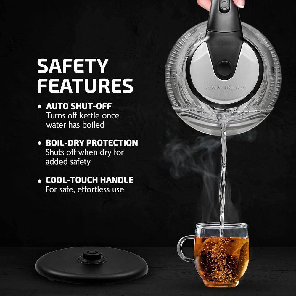 Ovente 1.5L Lighted Electric Kettle with Lid