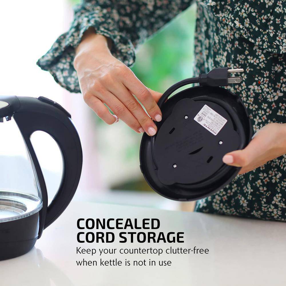Ovente 1.5L Lighted Electric Kettle with Lid