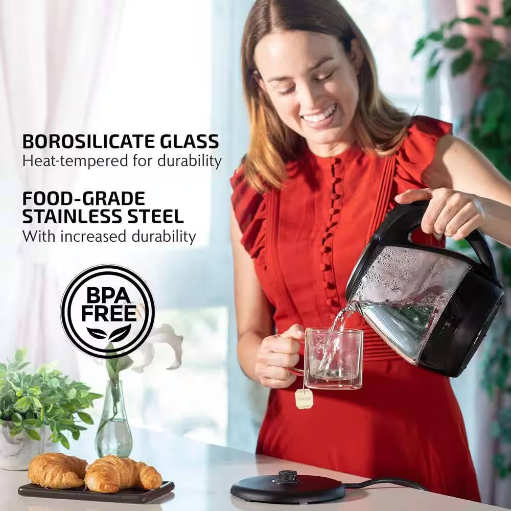 Ovente 1.5L Lighted Electric Kettle with Lid