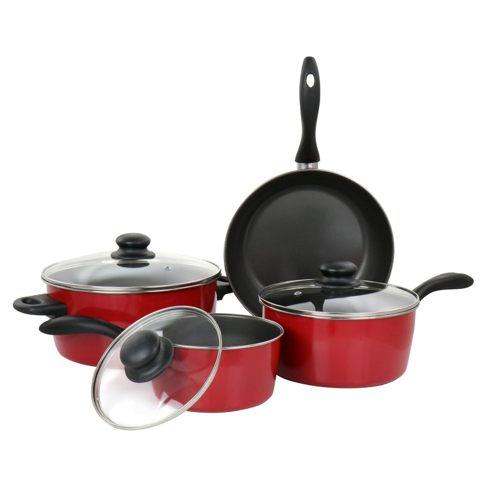 Gibson Home Armada Nonstick Cookware Set (7-Piece) - Red/Black