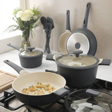 Oster Rooney Pots and Pans Cookware Set (12 Pieces) - Gray