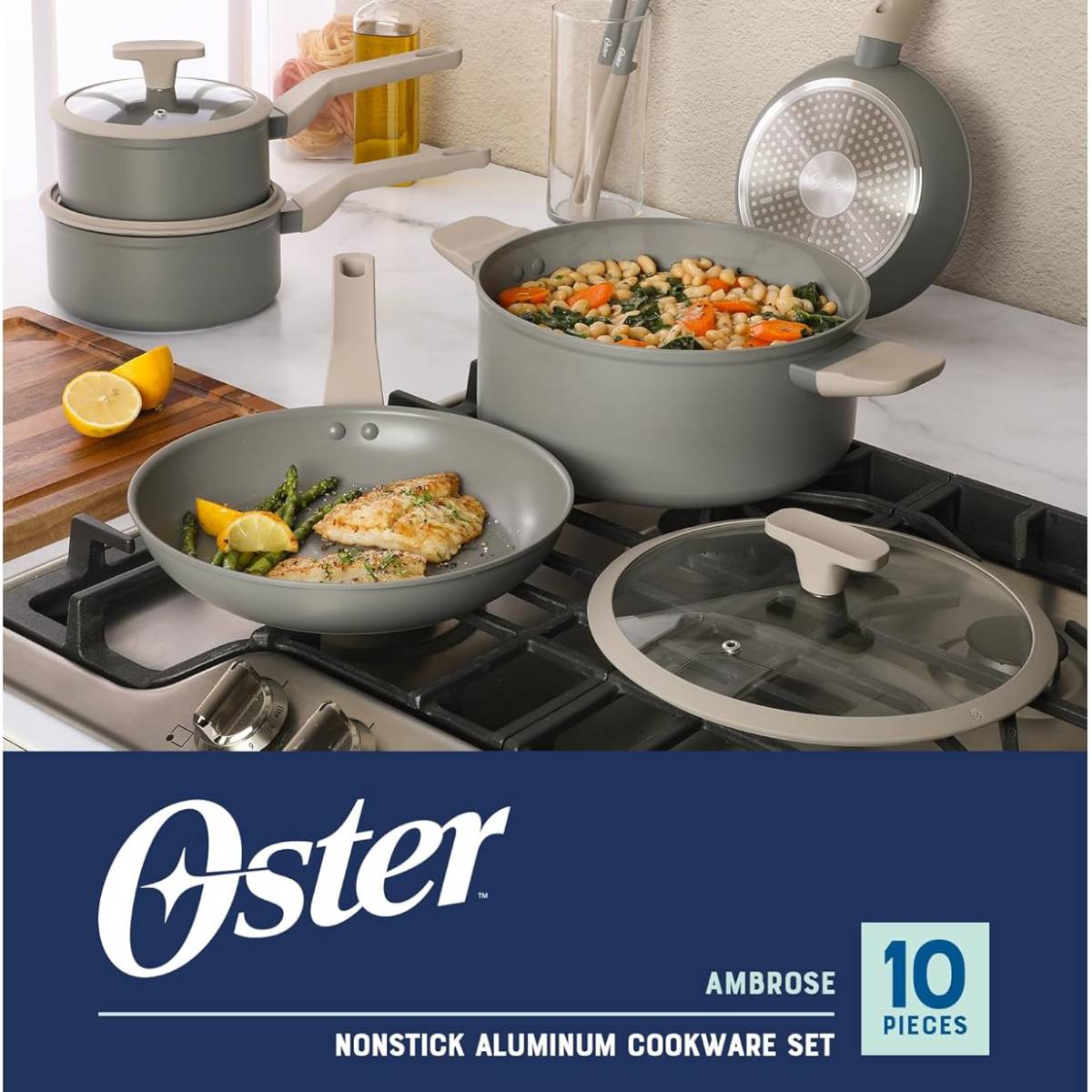 【First Branch】 ポットセット Oster Ambrose Forged Pots and Pans Cookware Set (10 Pieces)– Curacao