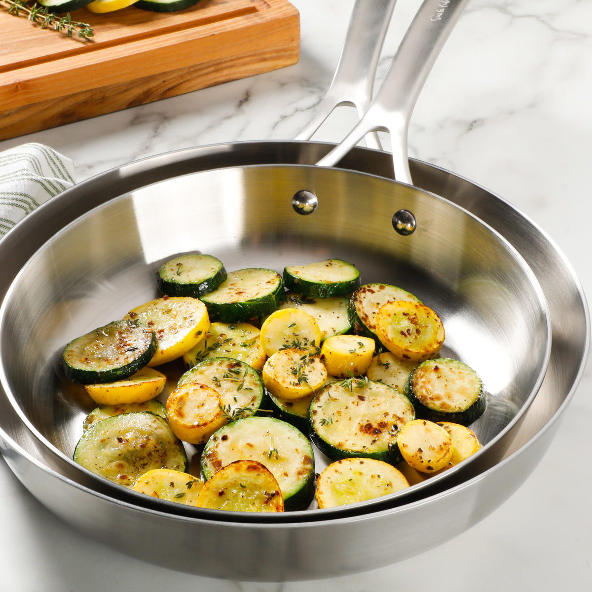 Gibson Sur La Table Pike and Pine Triply Cookware Set with Stainless Steel Lids (10-Piece) - Silver