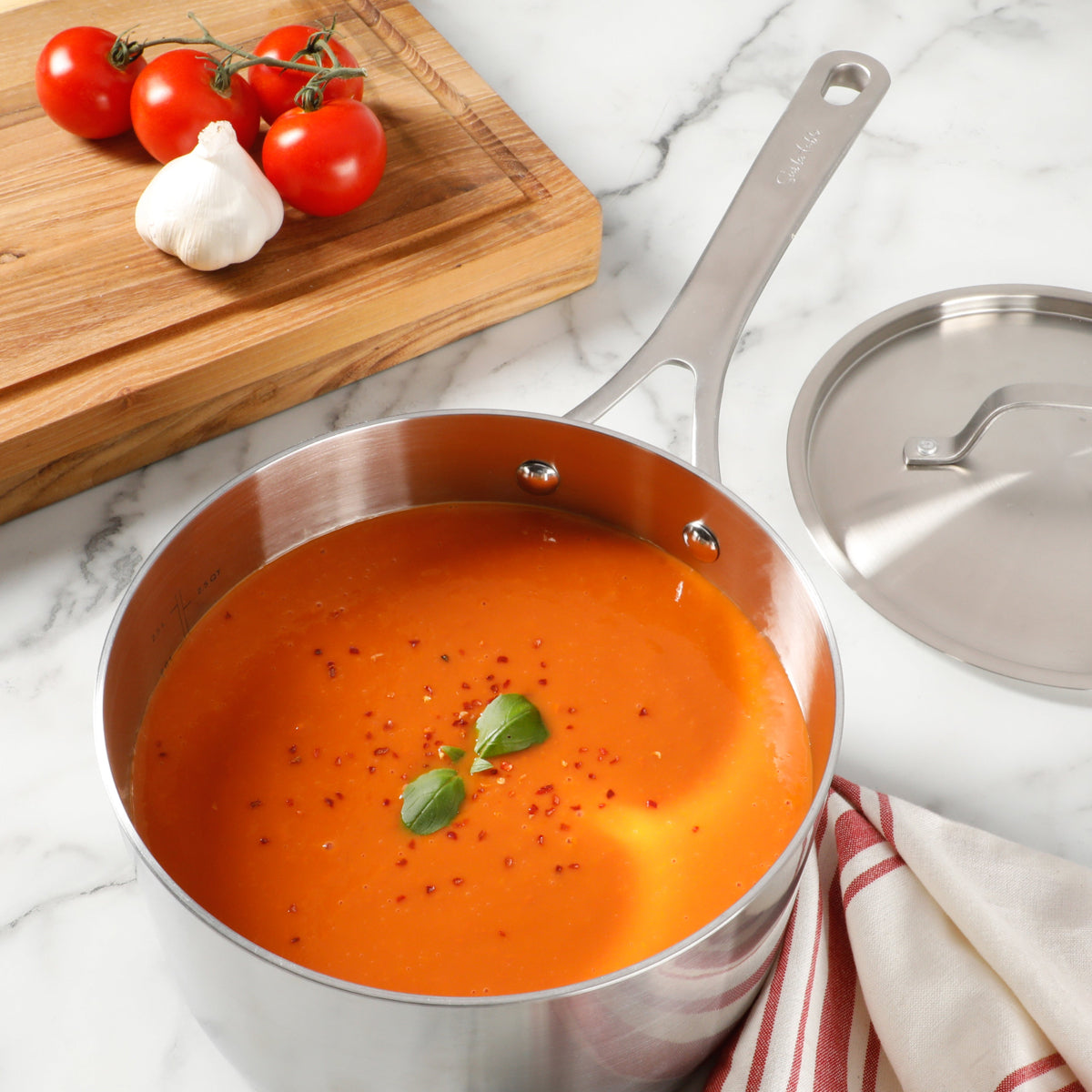 Gibson Sur La Table Pike and Pine Triply Cookware Set with Stainless Steel Lids (10-Piece) - Silver