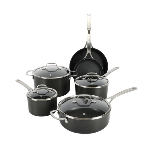 Gibson Sur La Table Nonstick Cookware Set with Glass Lids - Black
