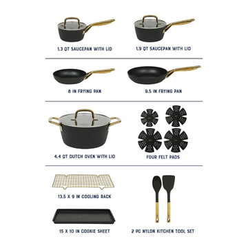 Oster Abbottsford (16-Piece) Cookware Set - Black