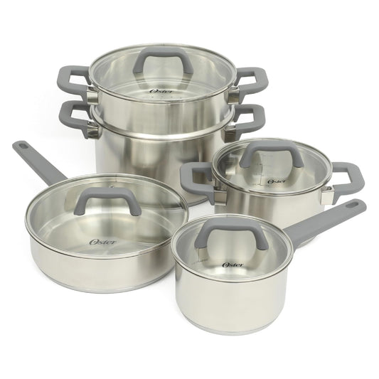 Oster Beauford Stainless Cookware Set (9-Piece) - Silver