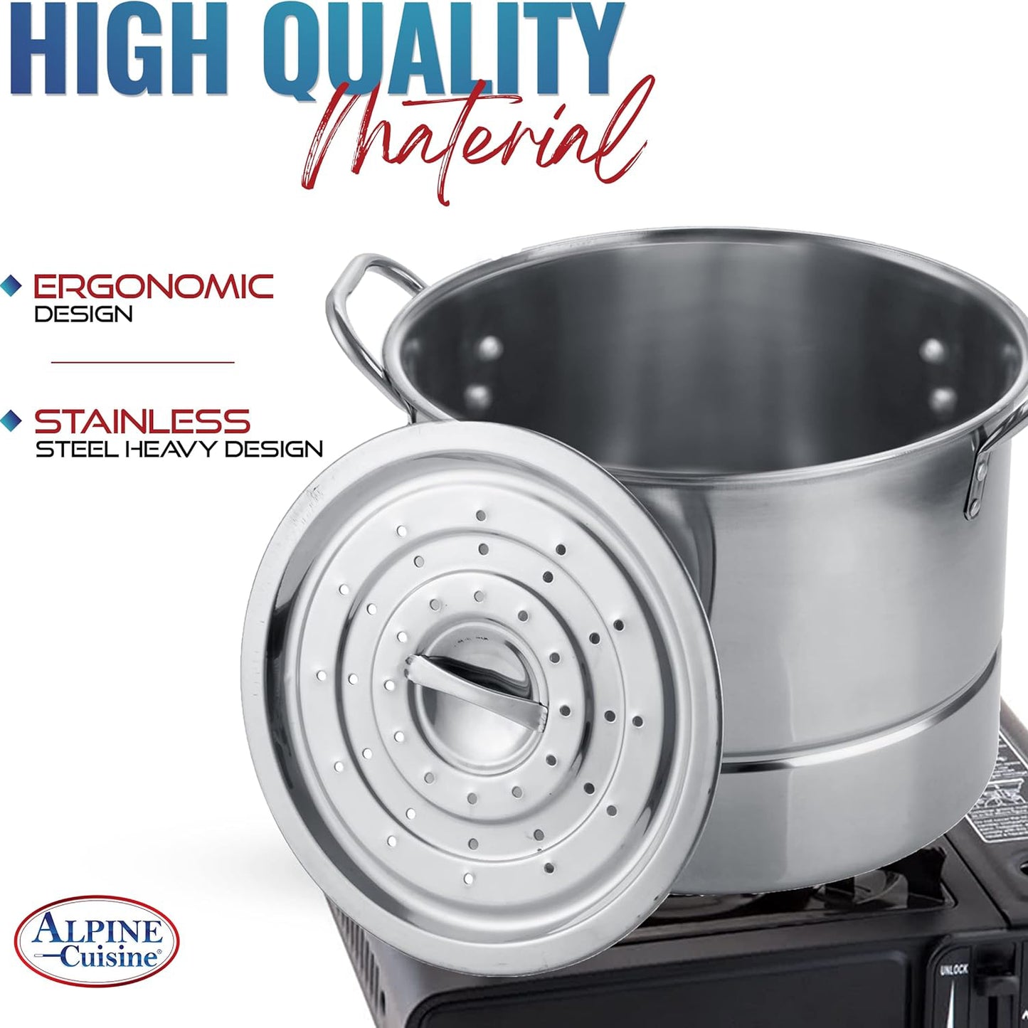 Alpine Cuisine Steamer Pot Set (3 Piece) - Silver