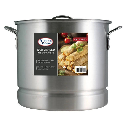 Alpine Cuisine Steamer Stock Cooking Pot with Lid - Silver