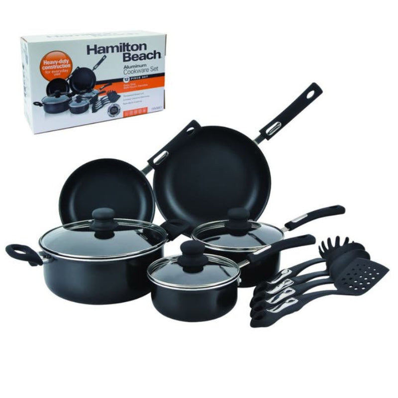 Hamilton Beach Nonstick Cookware Set (12-Pieces) - Black