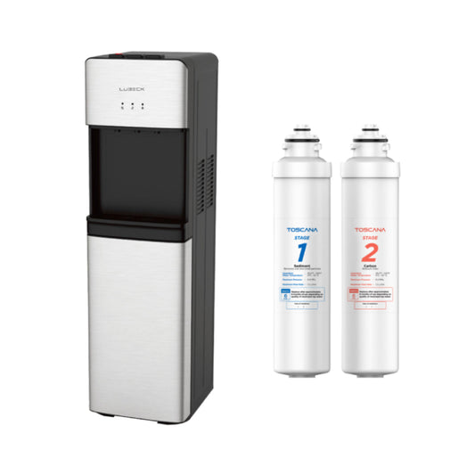 Bundle: Lubeck Bottleless Water-Cooler Dispenser with 2 Water filter + Stage 1,2 PP Fibre and Pre-Active Water Filters