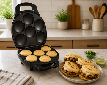 Imusa GAU/80346 6 Slot Electric Arepa Maker with Temperature Control - Matte Black
