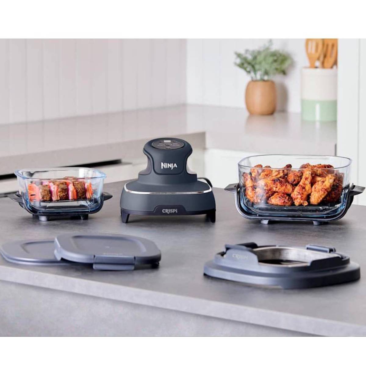 Ninja FN101GY Crispi 4-in-1 Portable Glass Air Fryer - Gray– Curacao