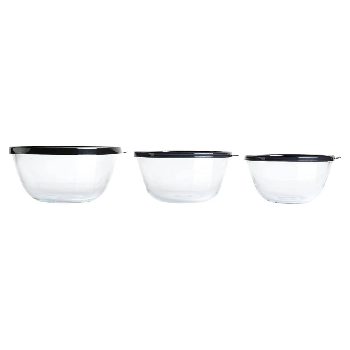 Babish Mixing Bowl Set with Lids (3-Pieces) - Clear/Black