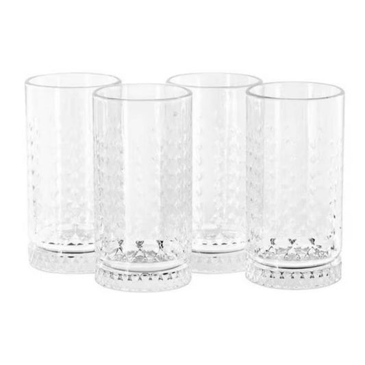 Gibson Home 16 oz Teardrop Embossed Double Old Fashioned Glass Tumbler Set (4-Pieces) - Clear