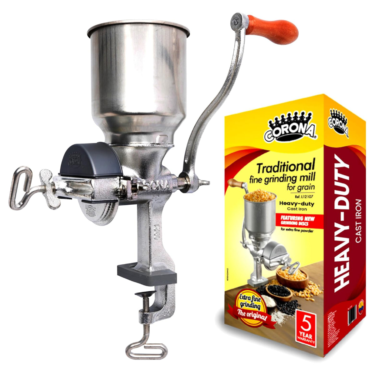 Corona Corn Grinder with High Hopper - Silver