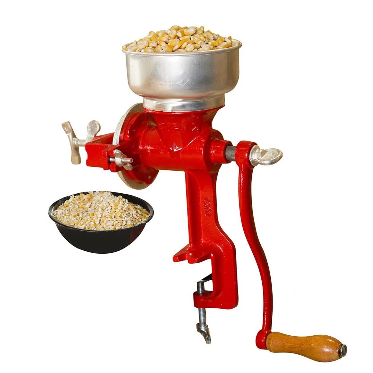 Estrella Molino Corn Grinder with Hopper - Red