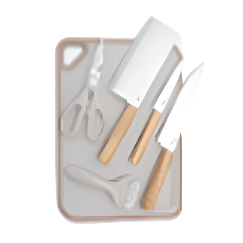 Oster Huntingfield Cutlery Set with Cutting Board (6-Piece) - Silver/Brown