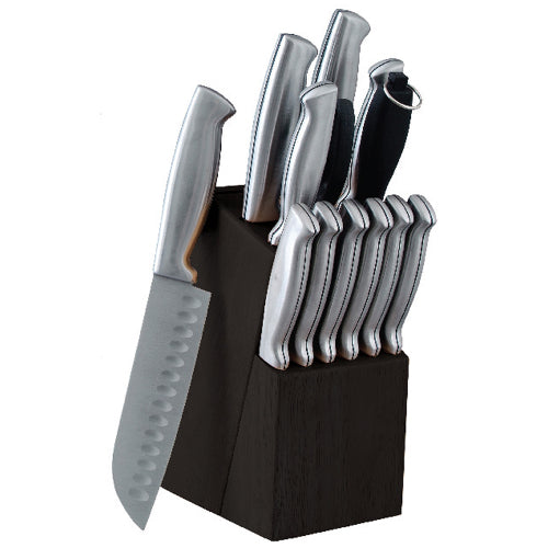 Oster Baldwyn 14-Piece Cutlery Block Set - Brushed Satin