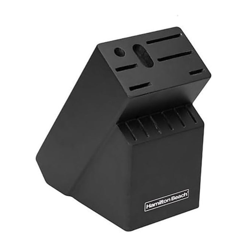 Hamilton Beach Cutlery Set with Wood Holder (14-Piece) - Silver/Black