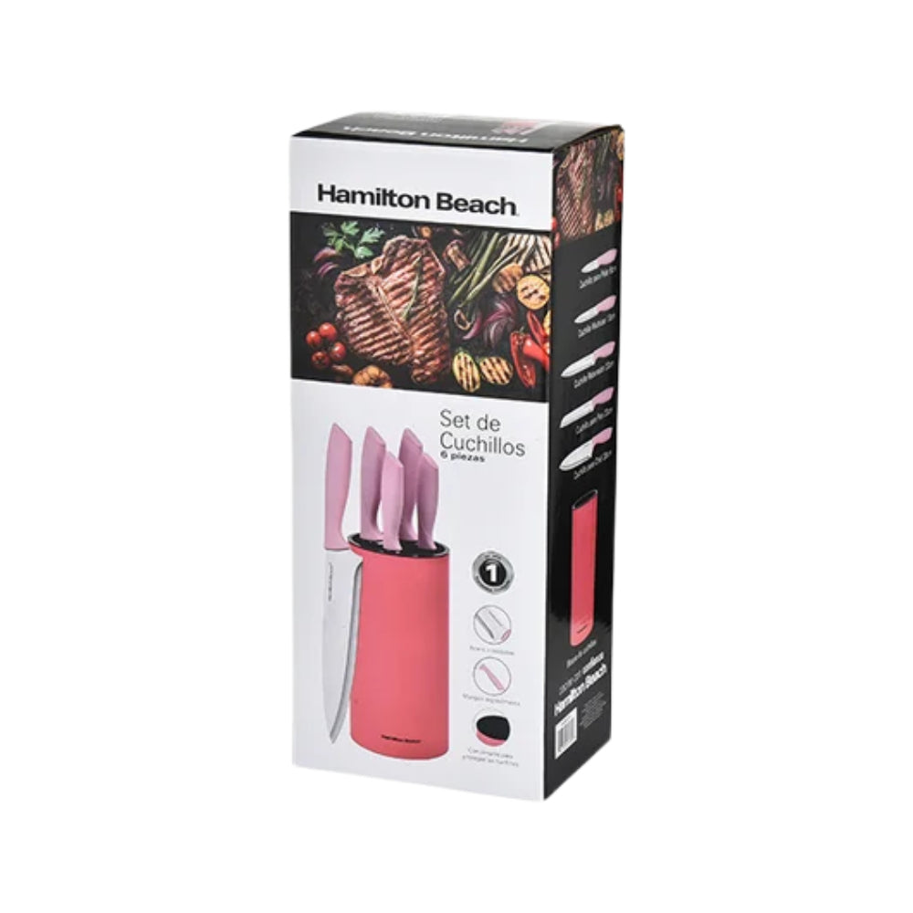 Hamilton Beach Cutlery Set with Holder (6-Piece) - Pink
