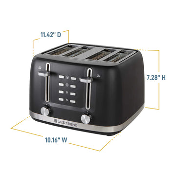 West Bend 4-Slice Toaster with Extra-Wide and Deep Slots - Black