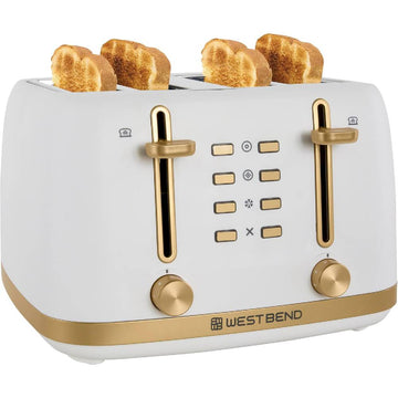 West Bend TTWB4SWG13 Timeless 4-Slice Toaster - White/Gold