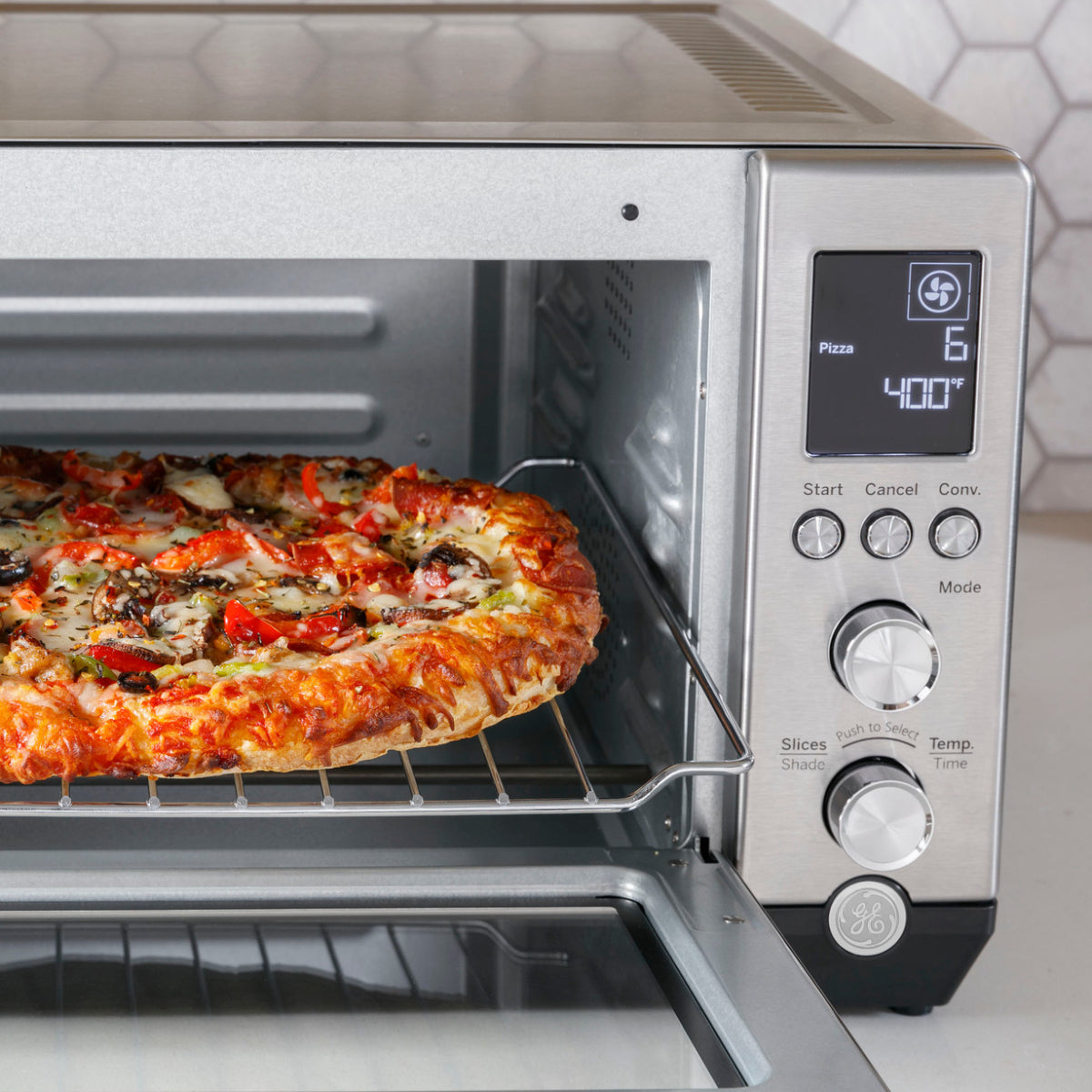 GE G90CAASSPSS Calrod 6-Slice Toaster Oven with Convection Bake - Silver