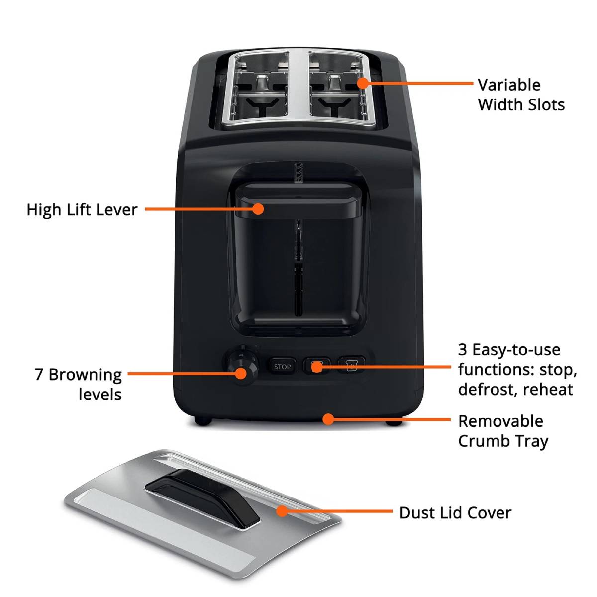 Krups KH411D50 Toaster with Wide Lid - Black/Gray