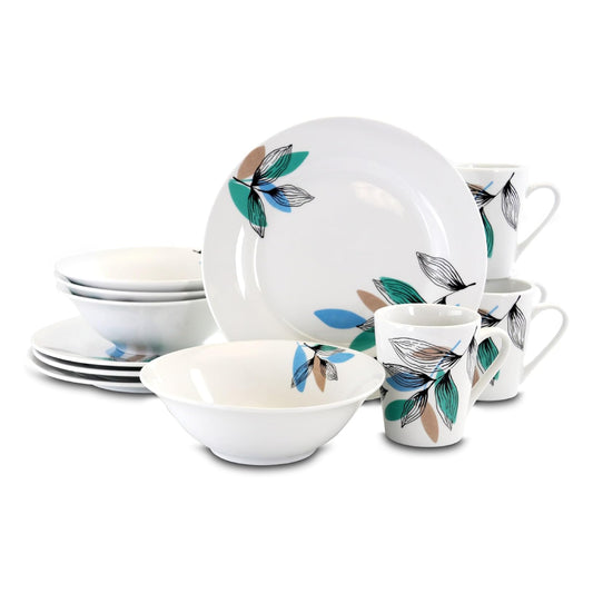 Gibson Home Vineyard Round Dinnerware Set (12-Piece) - White