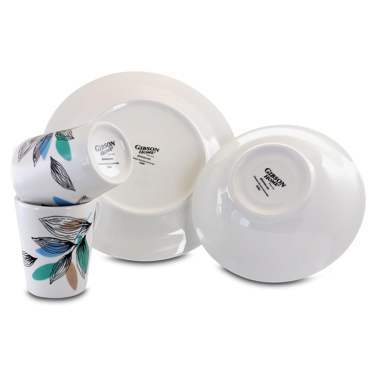 Gibson Home Vineyard Round Dinnerware Set (12-Piece) - White