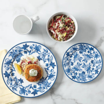 Martha Stewart Goodale Vintage Stoneware Dinnerware Set (16-Piece) - White/Blue