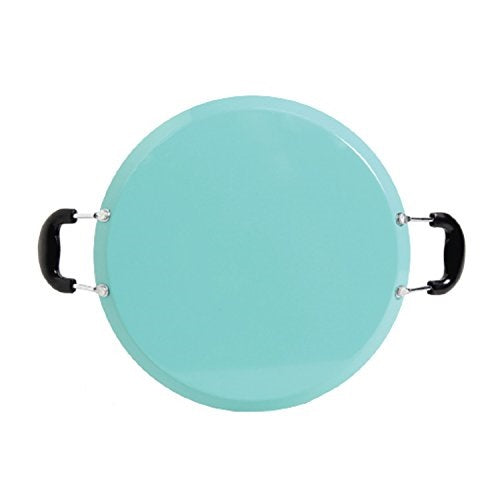 Oster 111892.01 Cocina Zadora - Sartén para comal de acero al carbono de 14" con asas de baquelita - Verde azulado