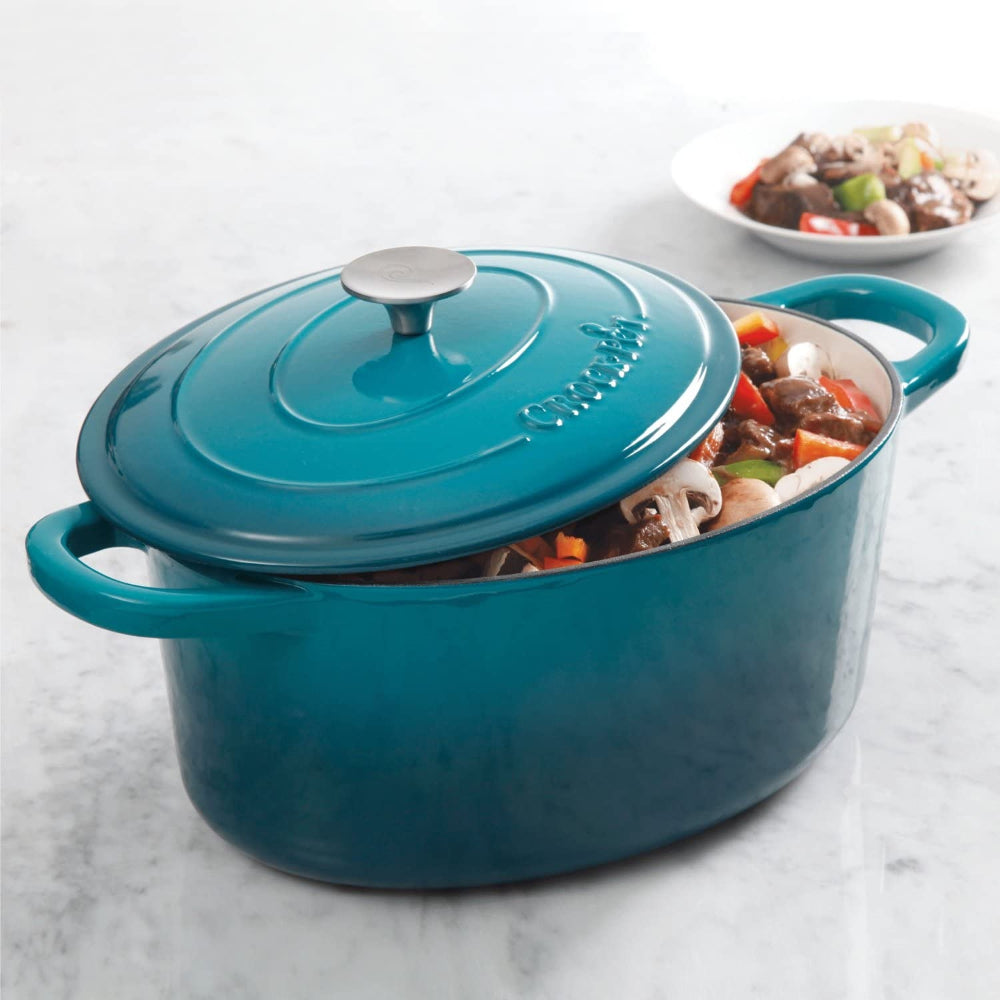 Crock-Pot Artisan 109475.02 7 Quart Non-stick Enameled Cast Iron Dutch Oven - Teal Ombre - Curacao