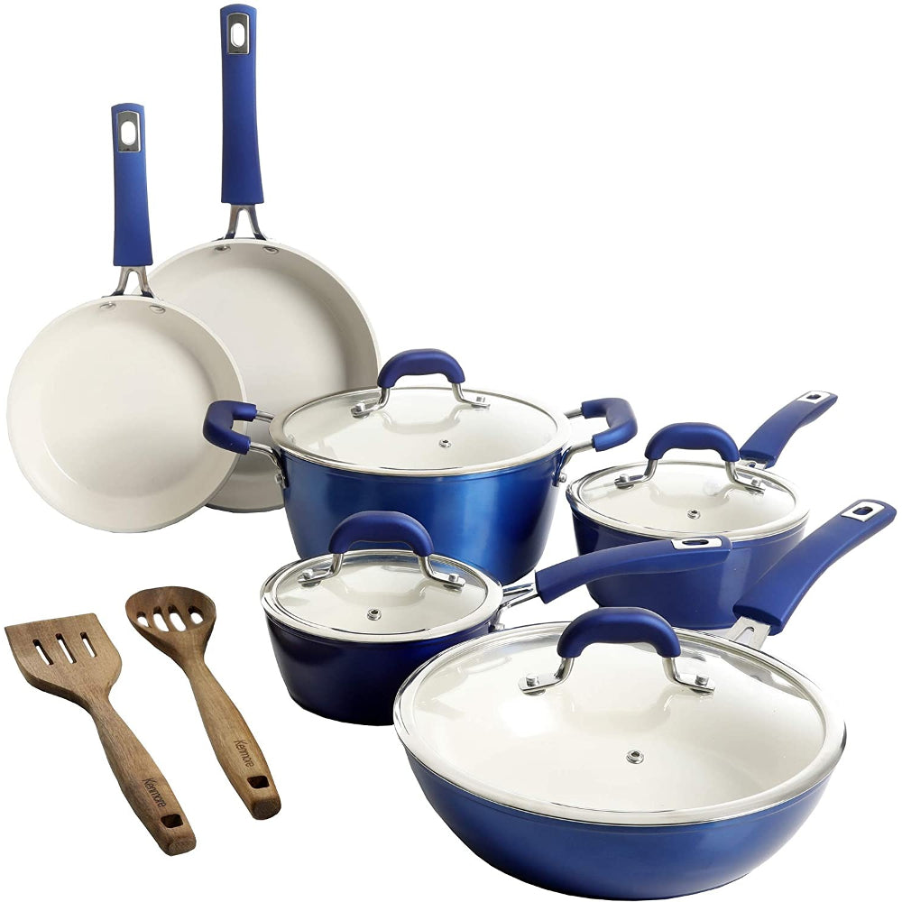 Kenmore Arlington Nonstick Ceramic Aluminum Cookware Metallic Blue - Curacao