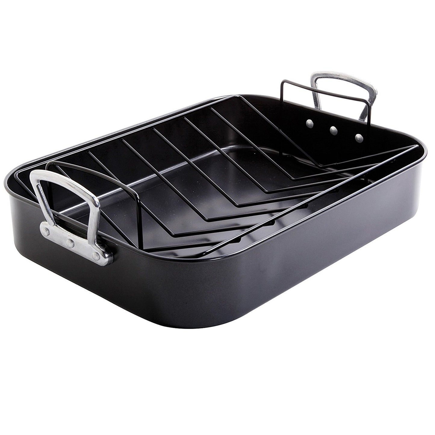 Gibson Home 8913402 Broxton 89134.02 Non-stick Turkey Roaster (2-Piece) - Black - Curacao