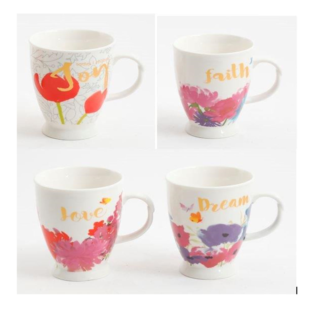 Gibson Home Bold Floral 17.4 Oz Cup 4 Assorted Designs