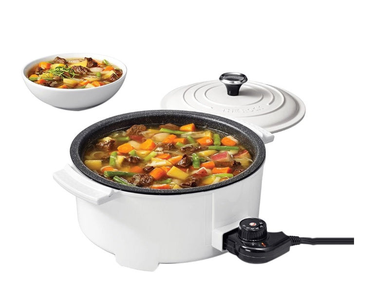 Starfrit 13" Rock Electric Casserole Pot with Cool Touch Handles - White