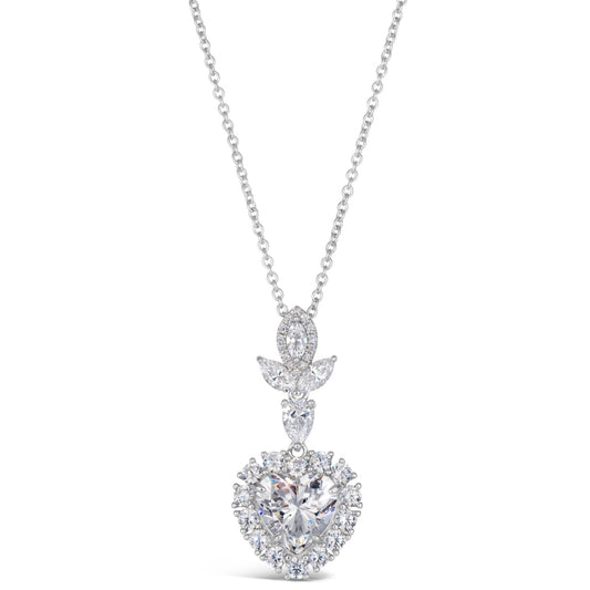 Anna Zuckerman Kate 24 Women's 6 ct. Diamond Crystalline Heart Necklace in Platinum-Plating over 925 Sterling Silver