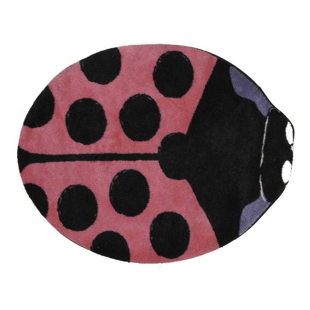 L.A Rugs 2' 11" x 3' 3" Fun Time Lady Bug Shaped Area Rug - Pink/Black